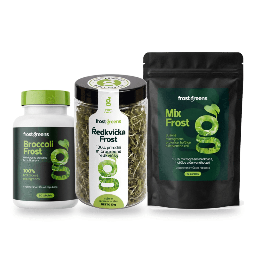 Broccoli Frost tobolky, Ředkvička Frost v celku a Mix Frost prášek – balíček tří produktů